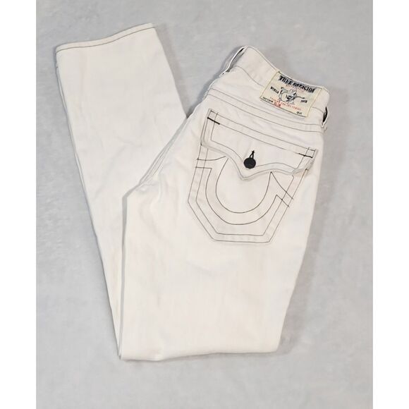 True Religion Slim Classic Button Fly Jeans Color Gravel Style M05E08UK Mens 30 - Picture 1 of 16